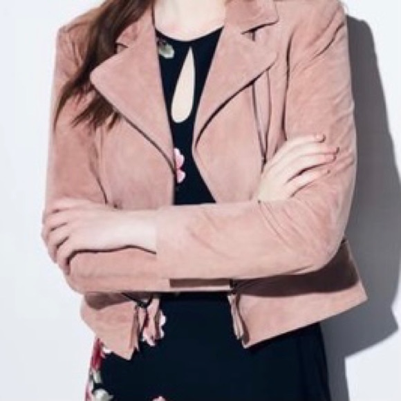 White House Black Market Jackets & Blazers - 🚫SOLD🚫 White House Black Market Genuine Leather Suede Blush Moto Jacket